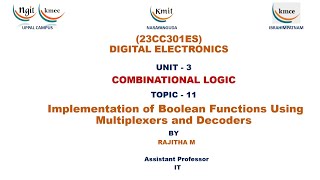 UNIT  3Implementation of Boolean Functions Using Multiplexers and Decoders [upl. by Poliard]