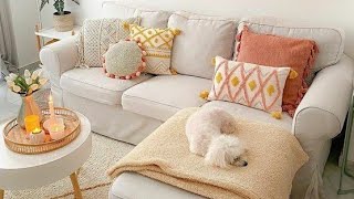 Modern Living room spring pillow decorating ideasLiving Room sofa pillow trendsinterior design [upl. by Ingamar]