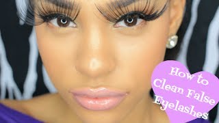 HOW TO  CLEAN FALSE EYELASHES TO REUSE [upl. by Eillil]