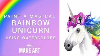 Rainbow Unicorn Watercolor Art Tutorial [upl. by Dilahk]