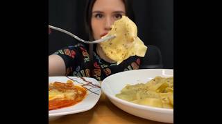 ASMR EATING CREAMY PASTA TORTELLINI  LASAGNA MUKBANG mukbang asmr pasta [upl. by Anytsyrk442]