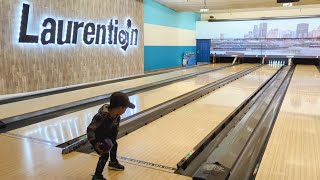 Two years old plays like a Pro  Bowling time  2yearsold LaurentianLanesMontreal [upl. by Ainolopa197]