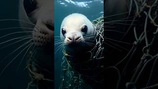 Ressoing a Little sealions Trapped Underwaterai youtube channel animals nature [upl. by Eirrej]