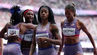 ShaCarri Richardson Gabby Thomas steer US women to gold medal in 4x100 relay [upl. by Ymerej]