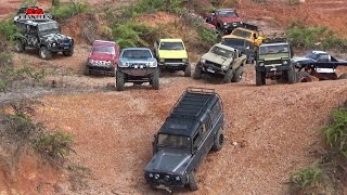 Scale Trucks Offroad Adventures RC Toyota Hilux Land Rover Defender 110 Jeep Wrangler RC4WD [upl. by Arratahs]