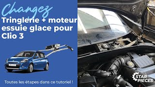 Comment changer la tringlerie et le moteur d’essuie glace sur Clio 3   ⚙️Starpièces [upl. by Christen]