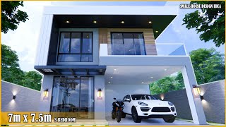 House Design  Small House 2storey  7m x 75m with 3Bedroom [upl. by Anirrehs633]