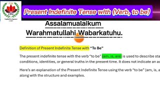 Understanding the Present Indefinite Tense with the verb 𝐓𝐨 𝐁𝐞 𝐚𝐦 𝐢𝐬 𝐚𝐫𝐞 [upl. by Vachell]