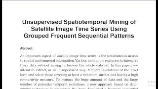 Unsupervised Spatiotemporal Mining of Satellite Image Time Series Using Grouped Frequent Sequential [upl. by Reivaj397]