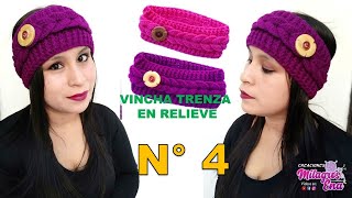 Como tejer la Vincha N° 4 banda o diadema a crochet en punto Trenza en Relieves para niñas y damas [upl. by Esadnac]