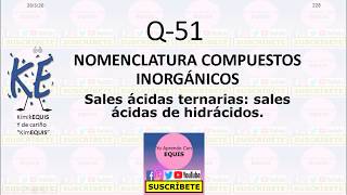 ¿Sales ácidas de hidrácidos definición y formulación [upl. by Abie461]