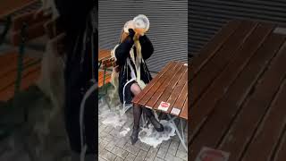 Watch how quickly girl can drink a large glass of beer 🍻 [upl. by Akenaj860]