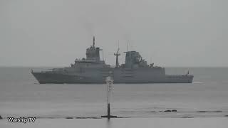 GERMAN NAVY BADENWURTTEMBERG CLASS FRIGATE FGS RHEINLANDPFALZ F225 IN PLYMOUTH SOUND 171123 [upl. by Anitnahs]