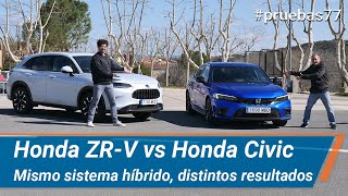 ¿Cuánto más consume un SUV que una berlina  Prueba con el Honda ZRV y Honda Civic  km77com [upl. by Nnylarat]