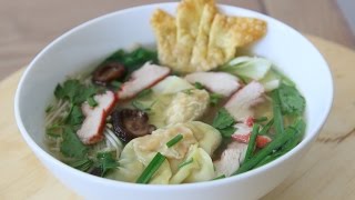 WONTON NOODLE SOUP Mi hoanh thanh  Helens Recipes [upl. by Wyon]