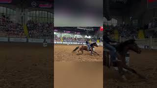 Deb Guelly with a 13898 sec run at Stockyard Championship rodeo barrelracing rodeo [upl. by Charlena]