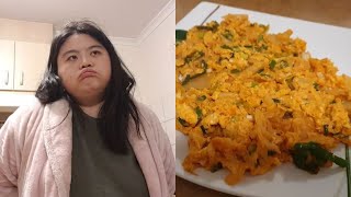 REAL MUKBANG COOKING VLOG Emptying the Fridge Spicy amp Filling Kimchi Egg Scramble [upl. by Akenahs177]