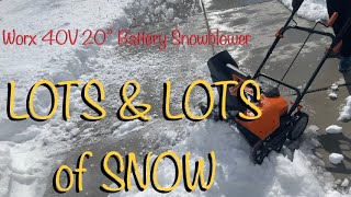 OMG LOTS amp LOTS of SNOW Worx 40V 20” Snowblower [upl. by Ainivad]