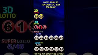 Lotto Result November 24 2024 9pm Draw shorts [upl. by Llij574]