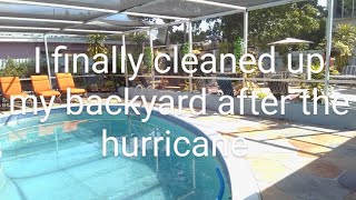 BACKYARD CLEAN UPPAINTING POOL SIDE AND PUT UP FOUNTAIN hurricanemilton [upl. by Munshi]