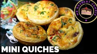 MINI QUICHES RECIPE  FINGER FOOD  MsDessertJunkie [upl. by Orecul]