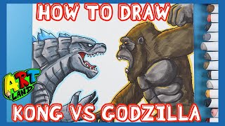 How to Draw KONG VS GODZILLA ATTACKING [upl. by Cooperman263]