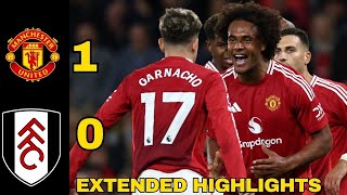 Zirkzee First Goal Manchester United 10 Fulham Extended Highlights Mazraoui Debut Performance [upl. by Lymn268]