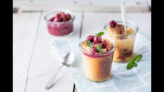 Panasonic Microwave Oven Recipe Cream cheese soufflés with cherry compote [upl. by Aloise]