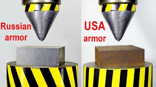 HYDRAULIC PRESS VS ARMOR USA AND RUSSIA [upl. by Enaid]