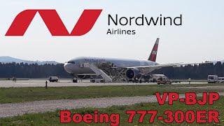 LJUPlanespotting Nordwind Airlines landing in Ljubljana  B777300ER  VPBJP [upl. by Atiken]