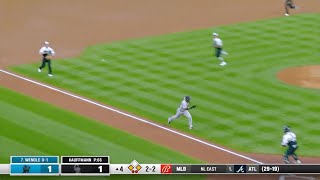 MLB  Miami Marlins OF Bryan De La Cruz Steals Home [upl. by Iseabal]