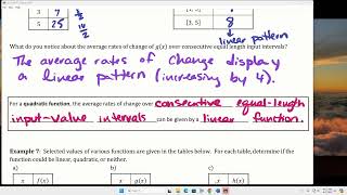 Topic 13 b Ave Rate of change linear and Quad [upl. by Airbas]