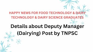 AAVIN JOB FOR FOOD TECHNOLOGISTS  TNPSC 2024  NO INTERVIEW  DEPUTY MANAGER DAIRYING DETAILS [upl. by Nrublim]