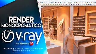 Render Monocromatico  Vray para Sketchup  Render interior [upl. by Scheers723]