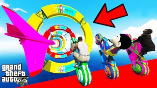 FRANKLIN TRIED IMPOSSIBLE RING TUNNEL MEGA RAMP PARKOUR CHALLENGE CAR BIKE GTA 5  SHINCHAN and CHOP [upl. by Sivrahc]