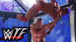 WWE Elimination Chamber 2022 WTF Moments  Brock Lesnar F5s Austin Theory Off The Top Of A Pod [upl. by Arval]