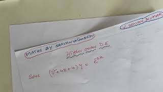 HIGHER ORDER DIFFERENTIAL EQUATIONS IMPORTANT PROBLEMSVATAMBEDUSRAVANKUMAR [upl. by Alo949]