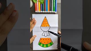 🍉🥕 Paper Folding surprise drawing  Cute Paper Diy craft ArasEasyArt watermelon carrot diy [upl. by Akeret5]