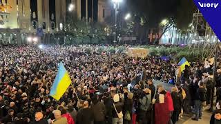 Protesters flood Tbilisi streets after Georgian opposition accuses Russia of stealing elections [upl. by Trude]