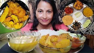 Eating Show  Katla Machhar Jhol 😋Dal Vendi Aloo Vaja Chatni  mukbang eating asmr [upl. by Amekahs160]