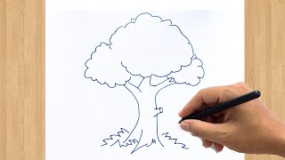 How to Draw a Tree Sketch Easy  The Best Tree Drawing Ever Drawn For Beginners [upl. by Ern144]