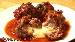 Slow Cooker Cheese Stuffed Meatballs  One Pot Chef [upl. by Lynne]