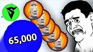 WORLDS BIGGEST AGARIO TRICKSPLIT WITH 65k MASS  Agario [upl. by Annotahs]