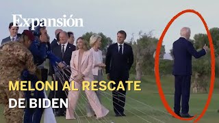 Meloni sale en auxilio de Biden en su último despiste [upl. by Notterb679]