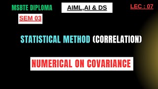 Covariance  Numerical On Covariance  MSBTE Diploma  Statistical Method [upl. by Renee833]