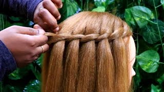 EASY Waterfall Braid Hair Tutorial for STRAIGHT amp CURLY HAIR  Waterfall hairstyle for beginners [upl. by Nidya185]