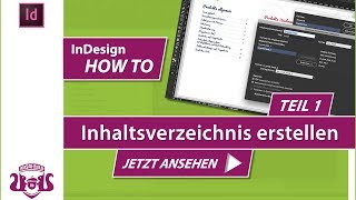 Inhaltsverzeichnis erstellen – Teil 1  InDesign HOW TO [upl. by Eyoj]