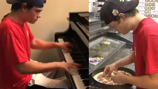 18YearOld Wows Family With Piano Skills as He Delivers Pizza [upl. by Landre367]