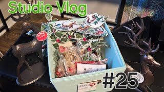 Studio Vlog 25 Michaels and Dollar Tree Haul Christmas Designs and Art Examples [upl. by Ellehcyar]