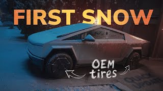 Will Your Cybertruck 📐 Make It Home in Snow OEM AllTerrain Tire Test [upl. by Anawaj]